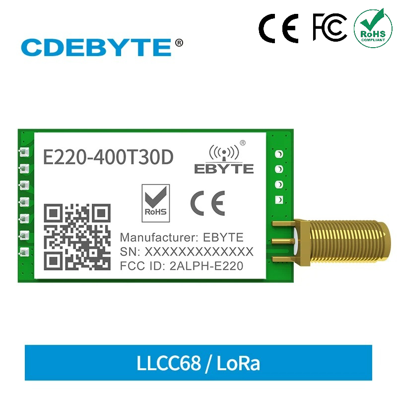 433Mhz Receiver Module - Llcc68 loraワイヤレスモジュール,433mhz 470mhz 30dbm,長距離10km,rssi cadete E220-400T30D