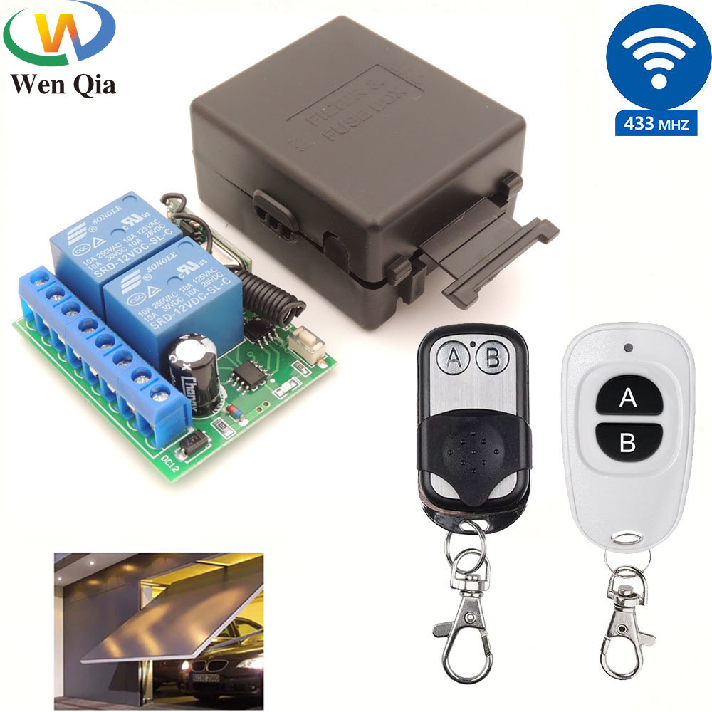 433Mhz Receiver Module - 433MHz 12V ワイヤレスガレージドア/モーター/車/ライトリモコンスイッチ 10A 2CH リレー受信モジュールとキーフォブ送信機