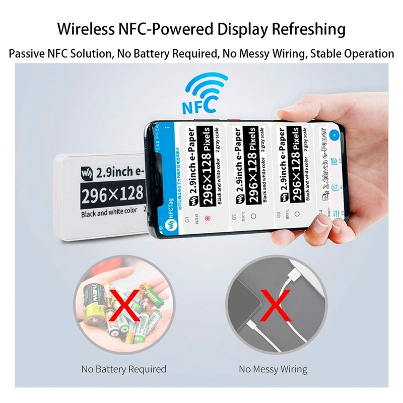 新しい2.9インチワイヤレスNFC搭載電子ペーパーEink  - Display Epaper 2.9 のレビューと価格